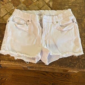 VENUS Frayed Hem White Jean Shorts